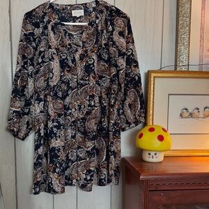 🌟🍄🧡☕️💙MELLODAY Multicolor Paisley Top